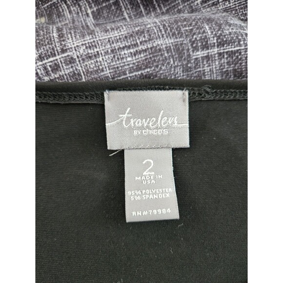 Travelers By Chicos Black And White Top Size 2 (12 Medium) - Picture 3 of 5